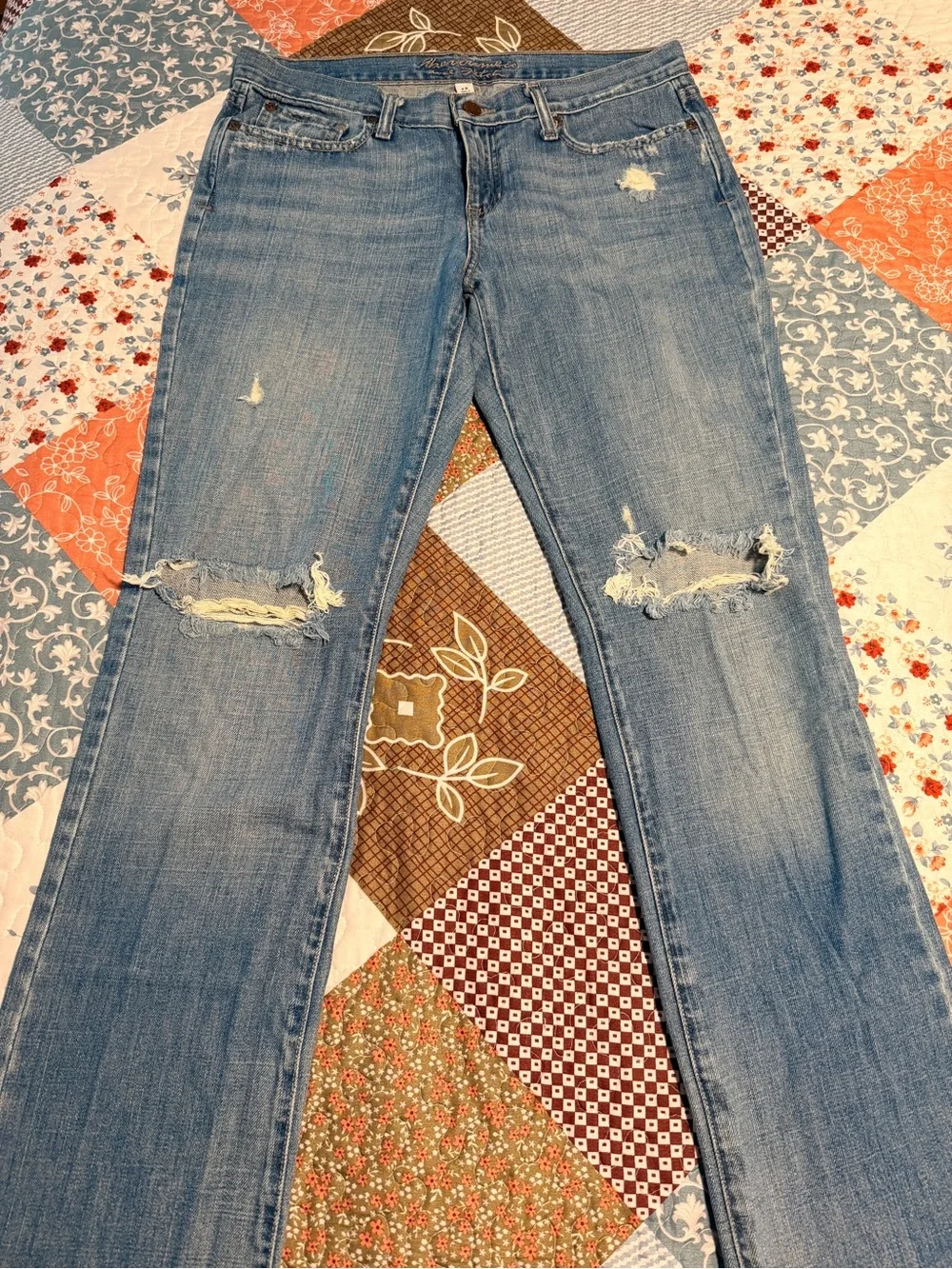 Abercrombie & Fitch Distressed Bootcut Jeans Women’s 8R Light Wash Y2K - Picture 2 of 6